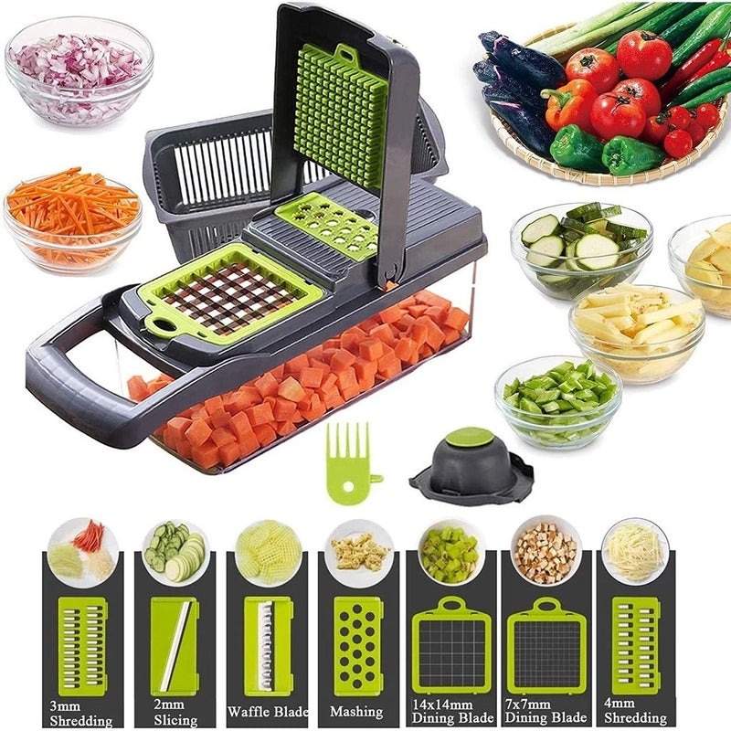 Profissional Multiuso Cozinha Slicer Aço Inox 14 em 1 Fatiador Cortador Ralador De Legumes Verduras Frutas Alimentos