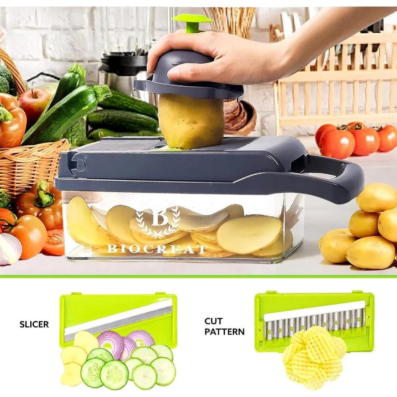 Profissional Multiuso Cozinha Slicer Aço Inox 14 em 1 Fatiador Cortador Ralador De Legumes Verduras Frutas Alimentos