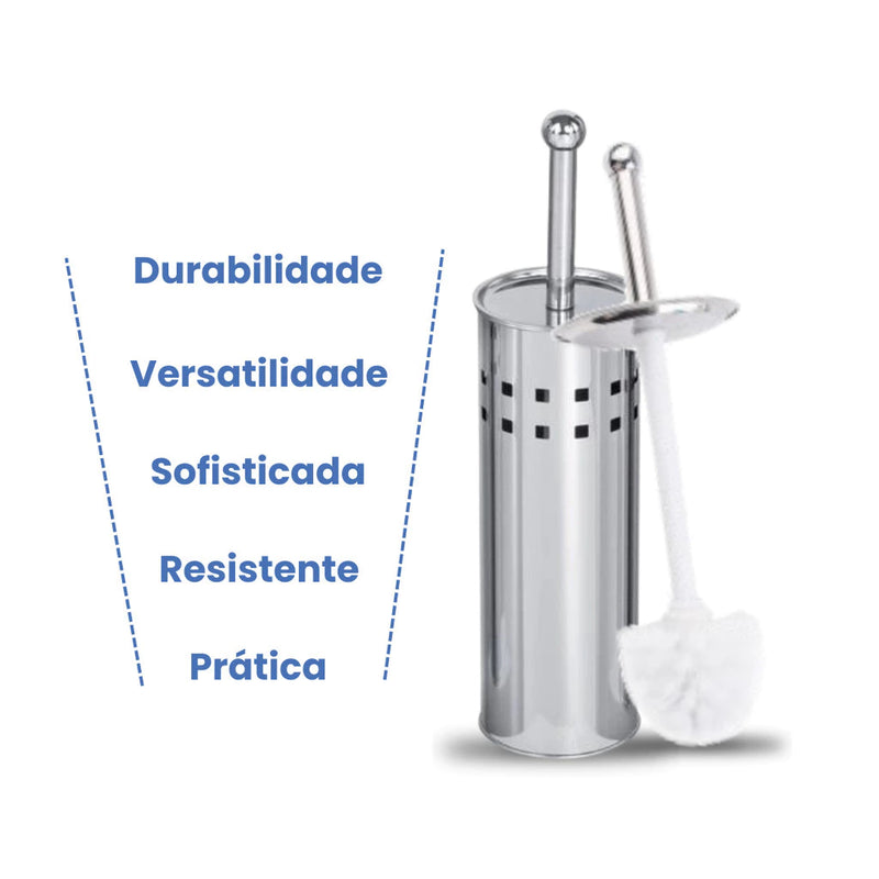 Kit Lixeira Escovado Inox Slim 3L + Escova Inox Sanitária